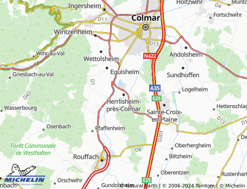 Carte MICHELIN Herrlisheim près Colmar ViaMichelin