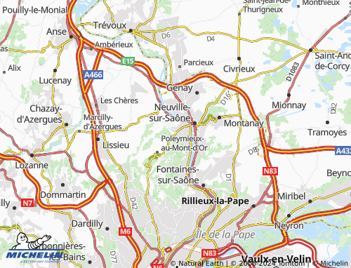 Carte Michelin Curis Au Mont D Or Viamichelin