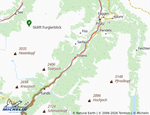 MICHELIN Tösens map - ViaMichelin
