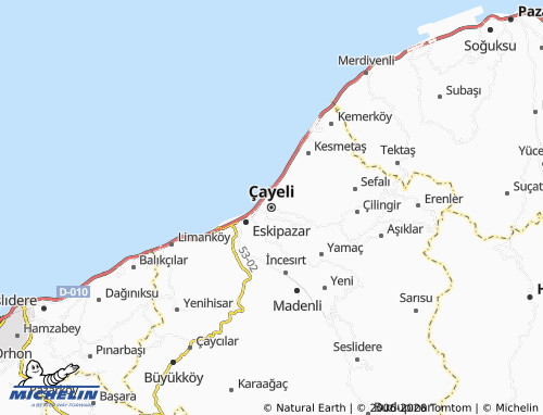 MICHELIN-Landkarte Çayeli - ViaMichelin