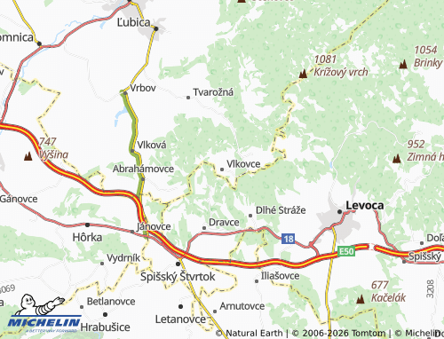 Mapa MICHELIN Vlkovce - ViaMichelin
