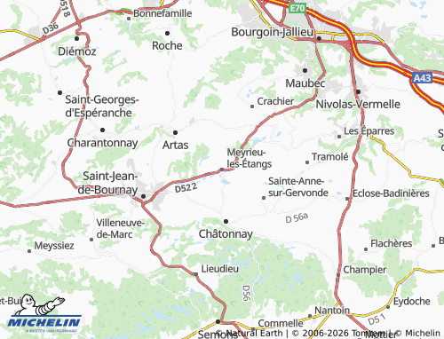 MICHELIN Meyrieu-les-Étangs map - ViaMichelin