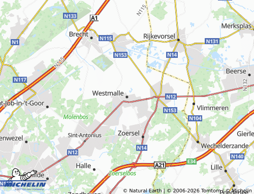 Mappa MICHELIN Westmalle - ViaMichelin