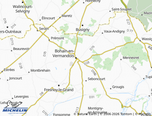 Carte MICHELIN Bohain-en-Vermandois - ViaMichelin