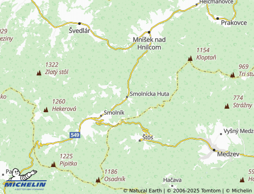MICHELIN Smolnícka Huta map - ViaMichelin