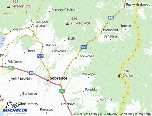 Kaart MICHELIN Choňkovce - ViaMichelin