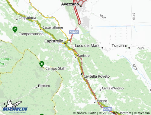 MICHELIN Canistro map - ViaMichelin