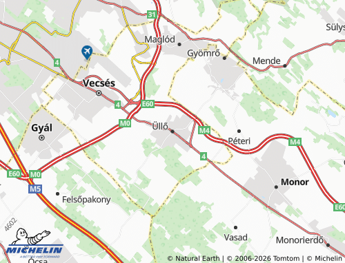 MICHELIN Üllő map - ViaMichelin