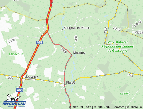 MICHELIN Moustey map - ViaMichelin