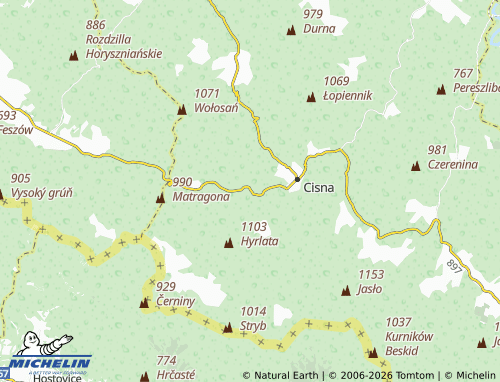 MICHELIN Liszna map - ViaMichelin