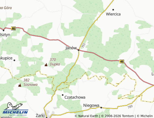 MICHELIN Złoty Potok map - ViaMichelin