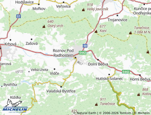 Mappa MICHELIN Roznov Pod Radhostem - ViaMichelin