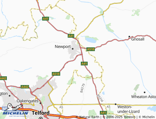 MICHELIN Chetwynd Aston and Woodcote map - ViaMichelin