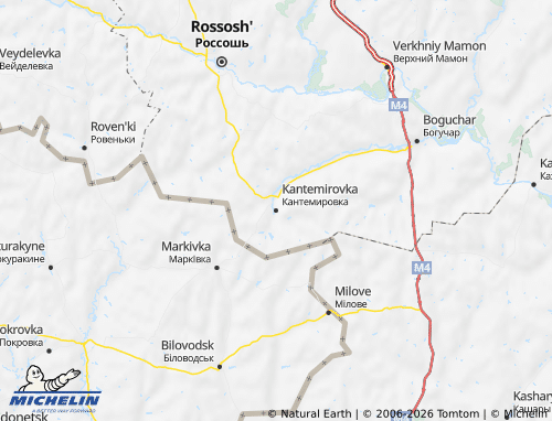 Kaart MICHELIN Rajon Kantemirovski - ViaMichelin