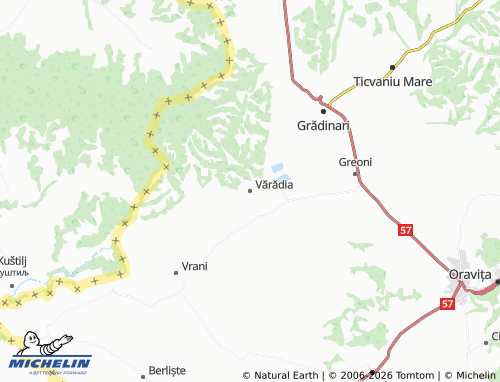 MICHELIN Vărădia map - ViaMichelin