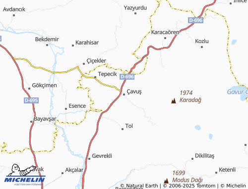 MICHELIN Çavuş map - ViaMichelin