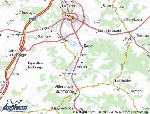 MICHELIN Étigny map - ViaMichelin