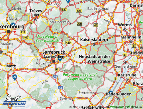 Mapa MICHELIN Sarre-Palatinado - ViaMichelin