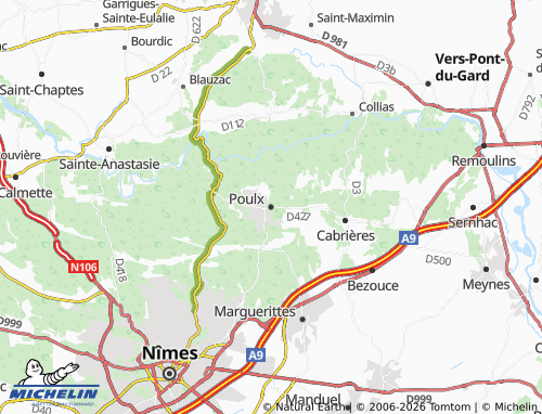 Mappa MICHELIN Poulx - ViaMichelin