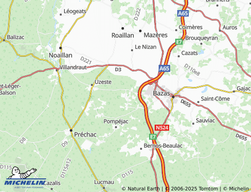 MICHELIN Lignan-de-Bazas map - ViaMichelin