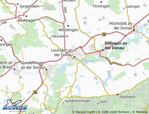 MICHELIN-Landkarte Lauingen an der Donau - ViaMichelin