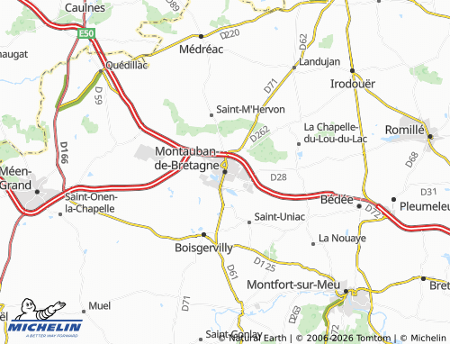 Carte MICHELIN Montauban-de-Bretagne - ViaMichelin