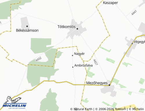 Mapa MICHELIN Nagyér - ViaMichelin