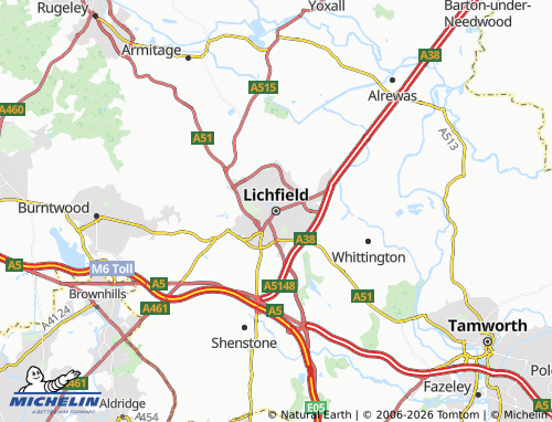 MICHELIN Lichfield map - ViaMichelin