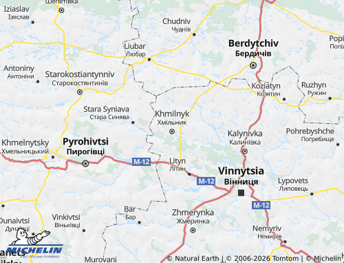 Mapa MICHELIN Khmilnytskyi raion - ViaMichelin