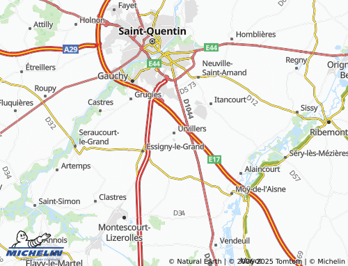 MICHELIN Urvillers map - ViaMichelin