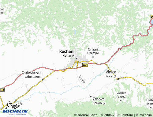 Mappa MICHELIN Kochani - ViaMichelin