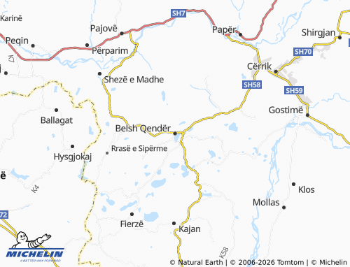 MICHELIN-Landkarte Belsh Qendër - ViaMichelin