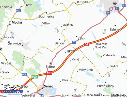 MICHELIN Kaplna map - ViaMichelin