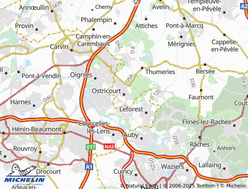 MICHELIN Ostricourt map - ViaMichelin