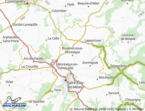 MICHELIN Buxières-sous-Montaigut map - ViaMichelin