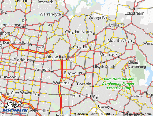 Mapa MICHELIN Ringwood East - ViaMichelin