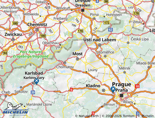 Kaart MICHELIN Most - ViaMichelin