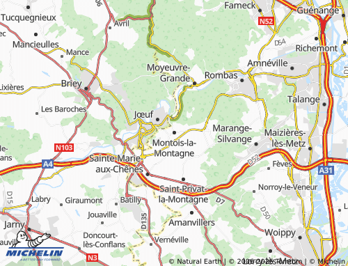 Carte MICHELIN Montois-la-Montagne - ViaMichelin