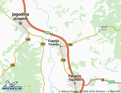 Mapa MICHELIN Ćuprija - ViaMichelin