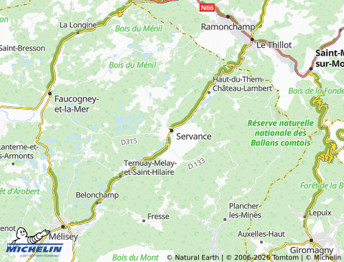 MICHELIN-Landkarte Servance-Miellin - ViaMichelin