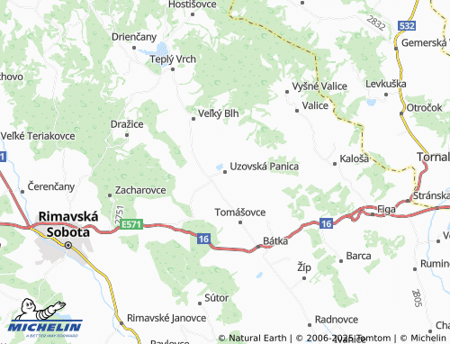 MICHELIN Uzovská Panica map - ViaMichelin