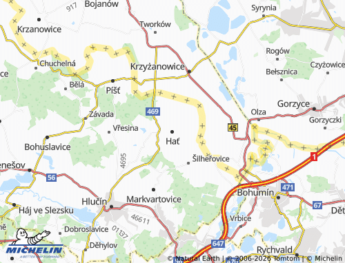 Mapa MICHELIN Hať - ViaMichelin