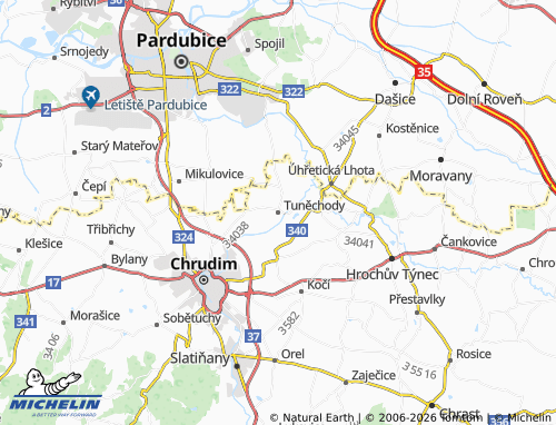 Mapa MICHELIN Tuněchody - ViaMichelin