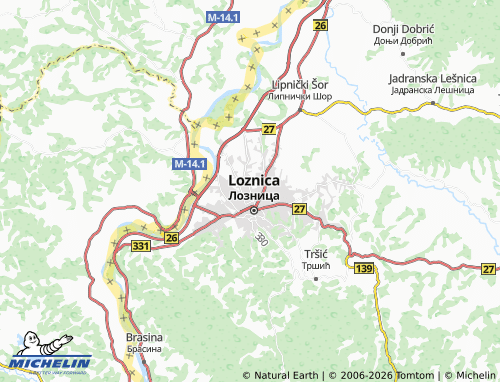 Mapa MICHELIN Lozničko Polje - ViaMichelin