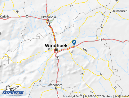 Mapa MICHELIN Windhoek Rural - ViaMichelin