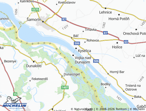 MICHELIN Vojka nad Dunajom map - ViaMichelin