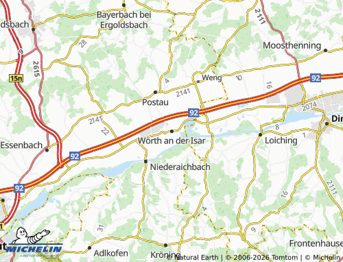 Mappa MICHELIN Wörth an der Isar - ViaMichelin
