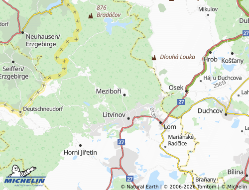 Mappa MICHELIN Meziboří - ViaMichelin