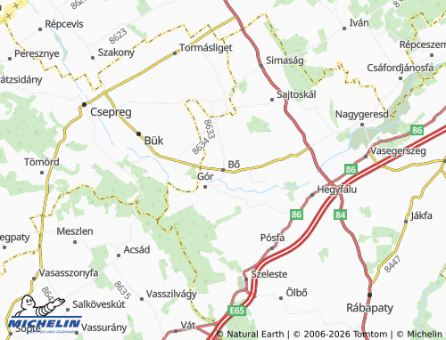 MICHELIN Bő map - ViaMichelin