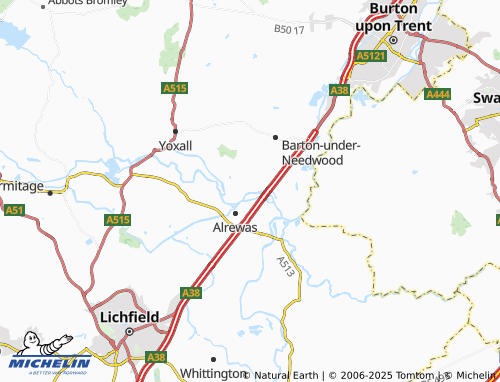 MICHELIN Wychnor map - ViaMichelin